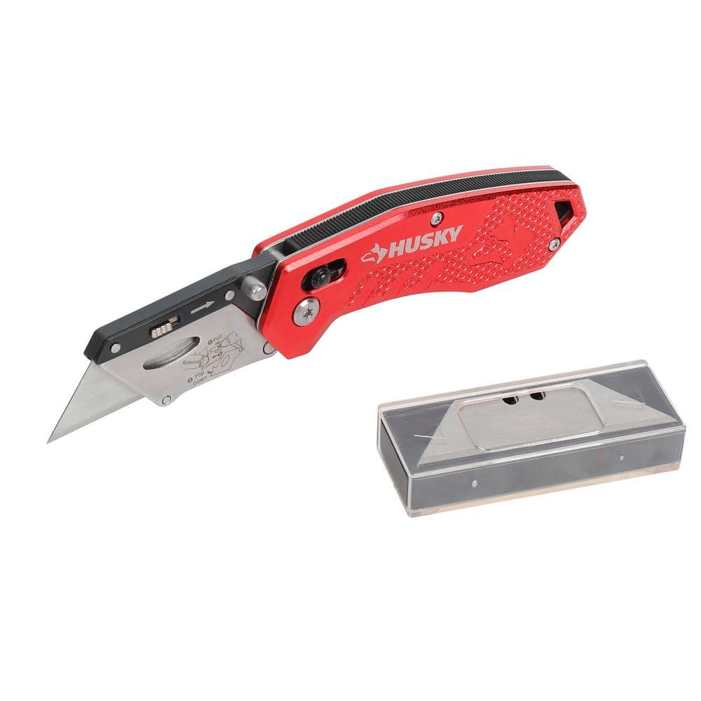 Husky Rapid Lock Utility Knife w/Aluminum and 10 Blades 00054