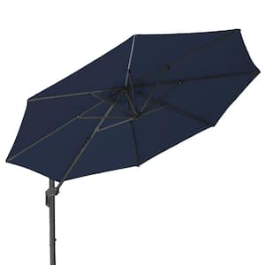 11 ft. Patio Offset Umbrella Cantilever Umbrella, Fade Resistant & 6-Level 360°Rotation in Navy Blue