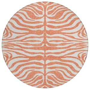 Chantille Machine Washable Indoor/Outdoor Abstract ACN1042 Coral 8 ft. x 8 ft. Area Rug