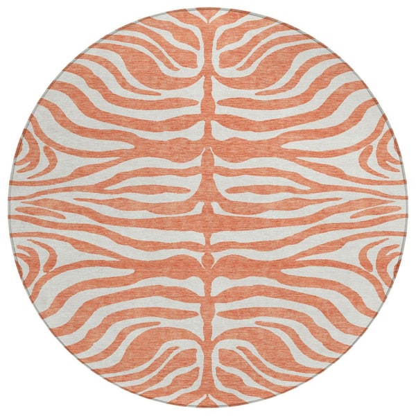 Addison Rugs Chantille Machine Washable Indoor/Outdoor Abstract ACN1042 Coral 8 ft. x 8 ft. Area Rug