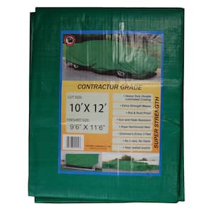 10 ft. x 12 ft. Black/Green Contractor Grade Value Poly Tarp