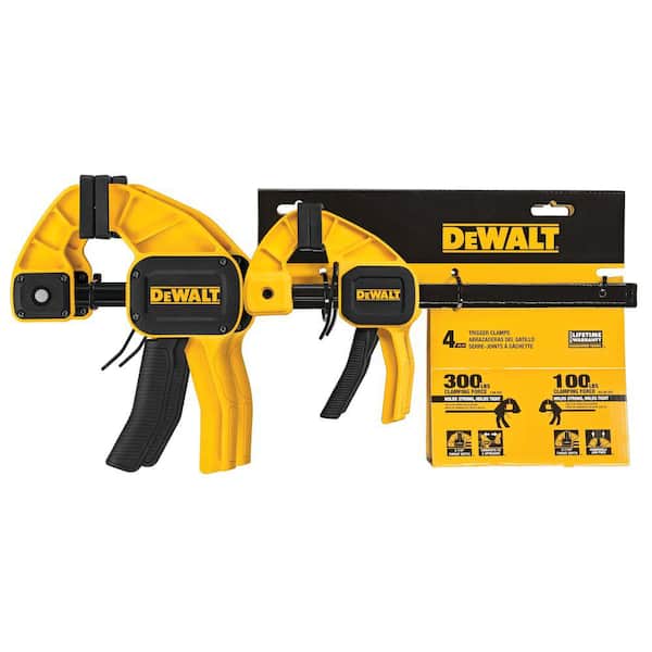 DEWALT - Medium and Large Trigger Clamp (4 Pack) and 4.5 in. 35 lbs. Trigger Clamp with 1.5 in. Throat Depth (2 Pack)