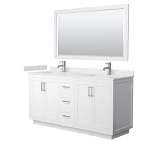 Miranda 66 in. W x 22 in. D x 33.75 in. H Double Sink Bath Vanity in White with Carrara Cultured Marble Top and Mirror
