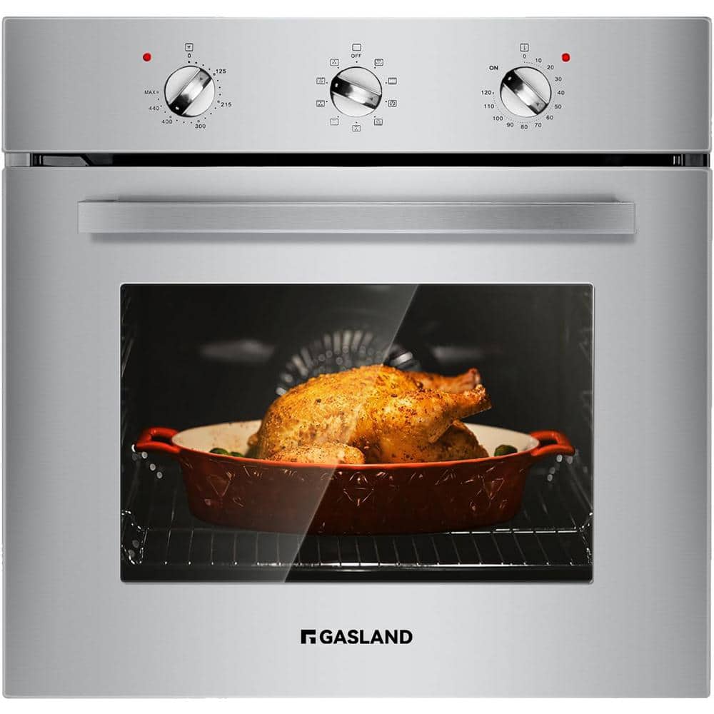 24 in. Built-In Single Electric Wall Oven in Stainless-Steel with Rotisserie and Convection System, 9 Cooking Modes
