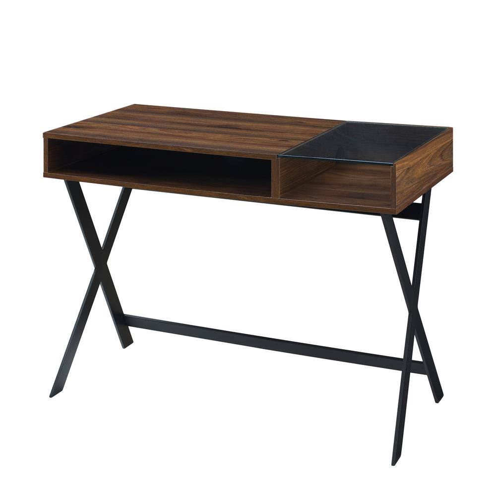 Beth 42" Dark Walnut and Glass Computer Desk