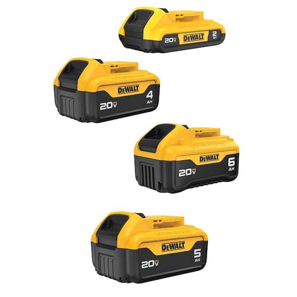 20V MAX Lithium-Ion 6.0Ah Battery, 5.0Ah Battery, 4.0Ah Battery and 2.0Ah Battery (4 -Pack)