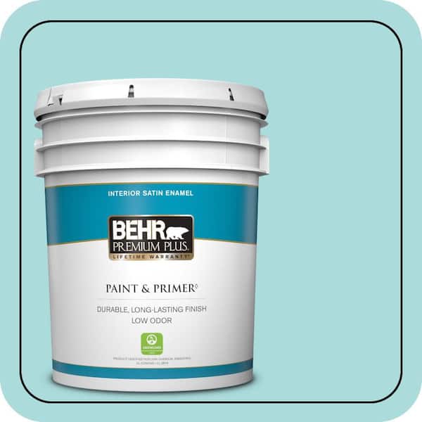 BEHR PREMIUM PLUS 5 gal. #M460-2 Beachside Drive Satin Enamel Low Odor Interior Paint & Primer