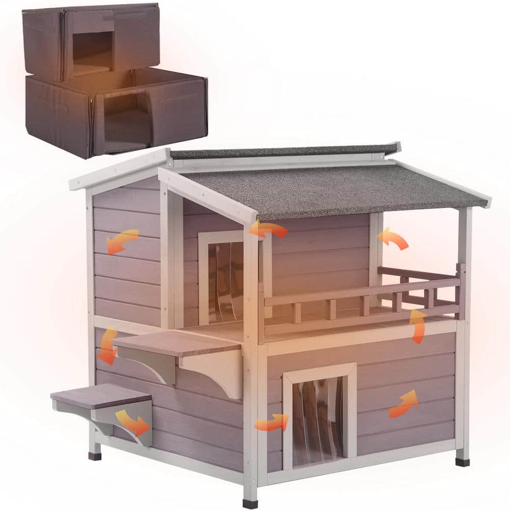 Insulated Cat House for Feral Cats Warm Liner Inside