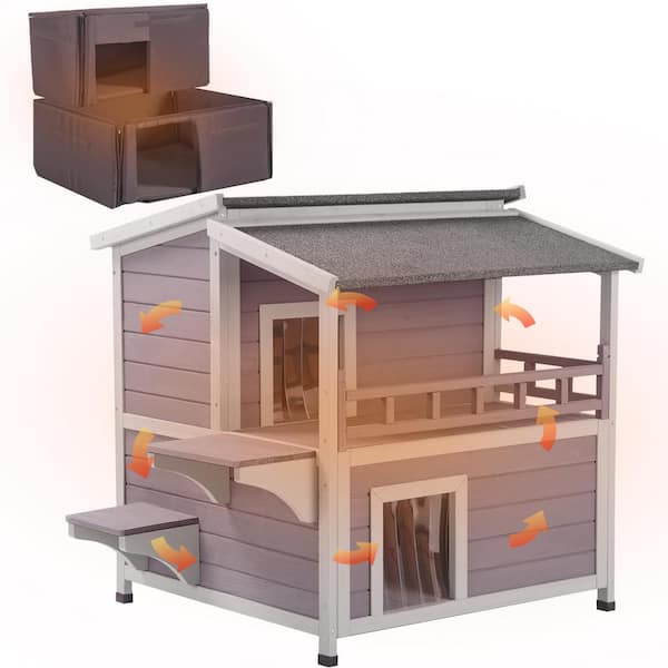 aivituvin Insulated Cat House for Feral Cats Warm Liner Inside