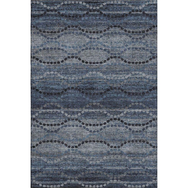 Mayfield Premium Machine Washable Abstract AMF2031 Navy 3 ft. x 5 ft. Area Rug
