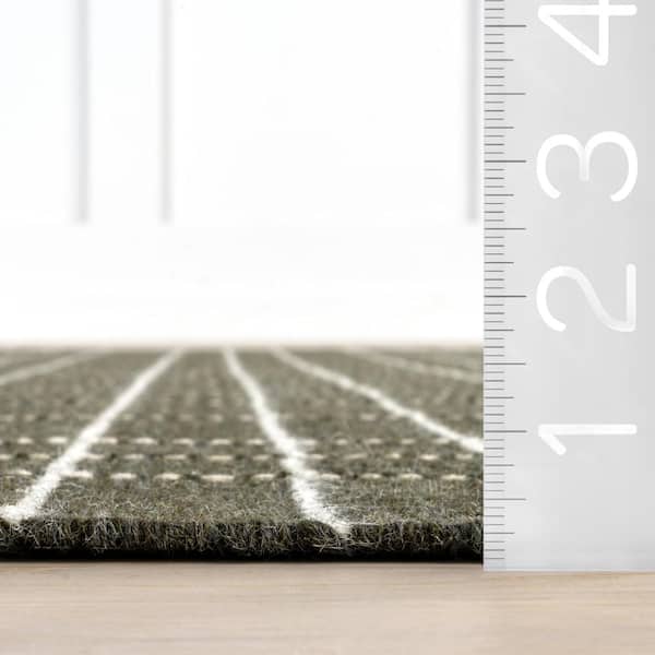 Charlie Plaid Wool Green 5 ft. x 8 ft. Indoor/Outdoor Patio Rug