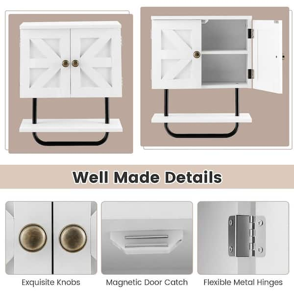 Gymax Bathroom Wall Cabinet Medicine Storage Cabinet w/ Open Shelf & Towel  Bar