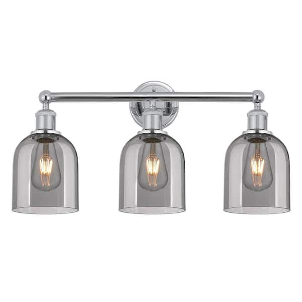 Bella 23.5 in. 3-Light Polished Chrome Vanity Light with Glass Shade