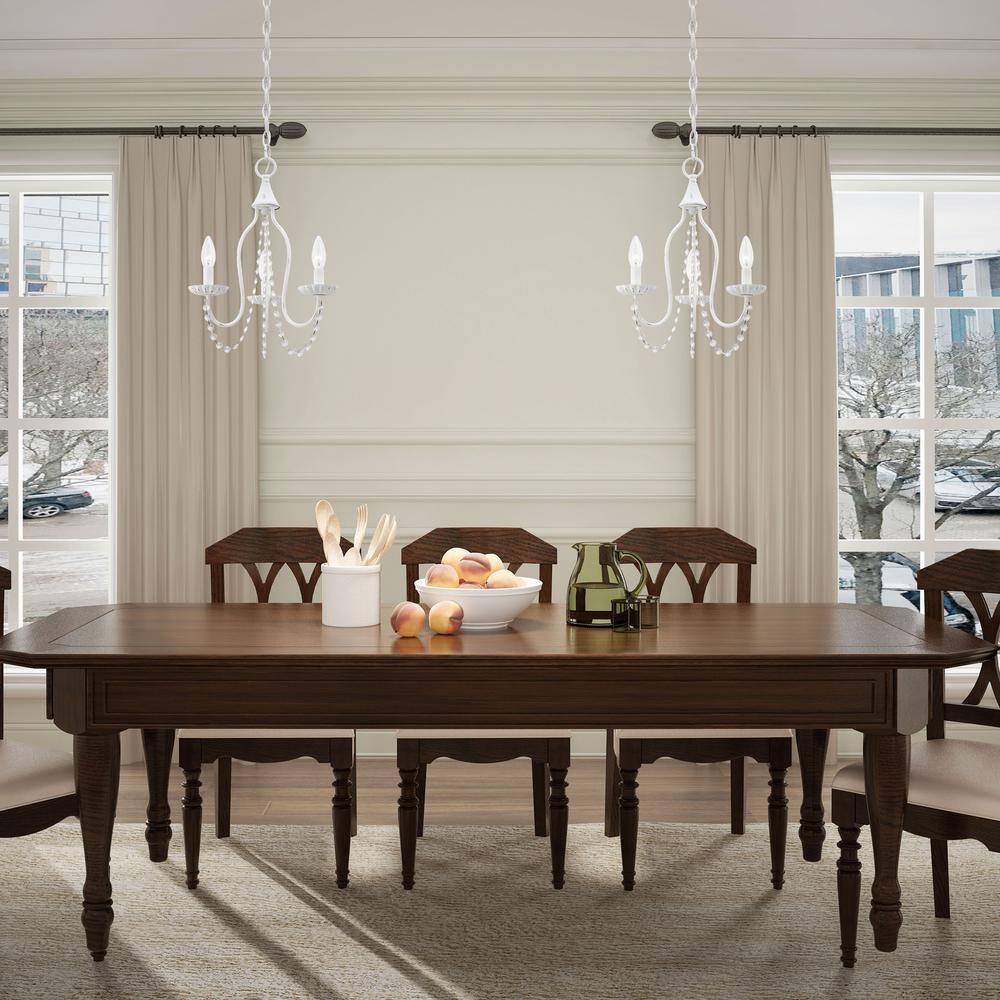 Antique White Mini Crystal 3-Light Chandelier
