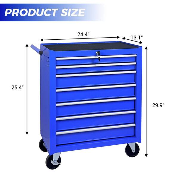 7-Drawer Rolling Tool Chest 24.4 in. W x 13.1 in. D x 29.9 in. H 7-Drawer Rolling Tool Chest 24.4 in. W x 13.1 in. D x 29.9 in. H