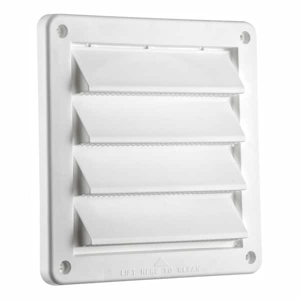 6 in. White Plastic Fresh Air Intake Vent with Rain Guard and Removable Screen, White