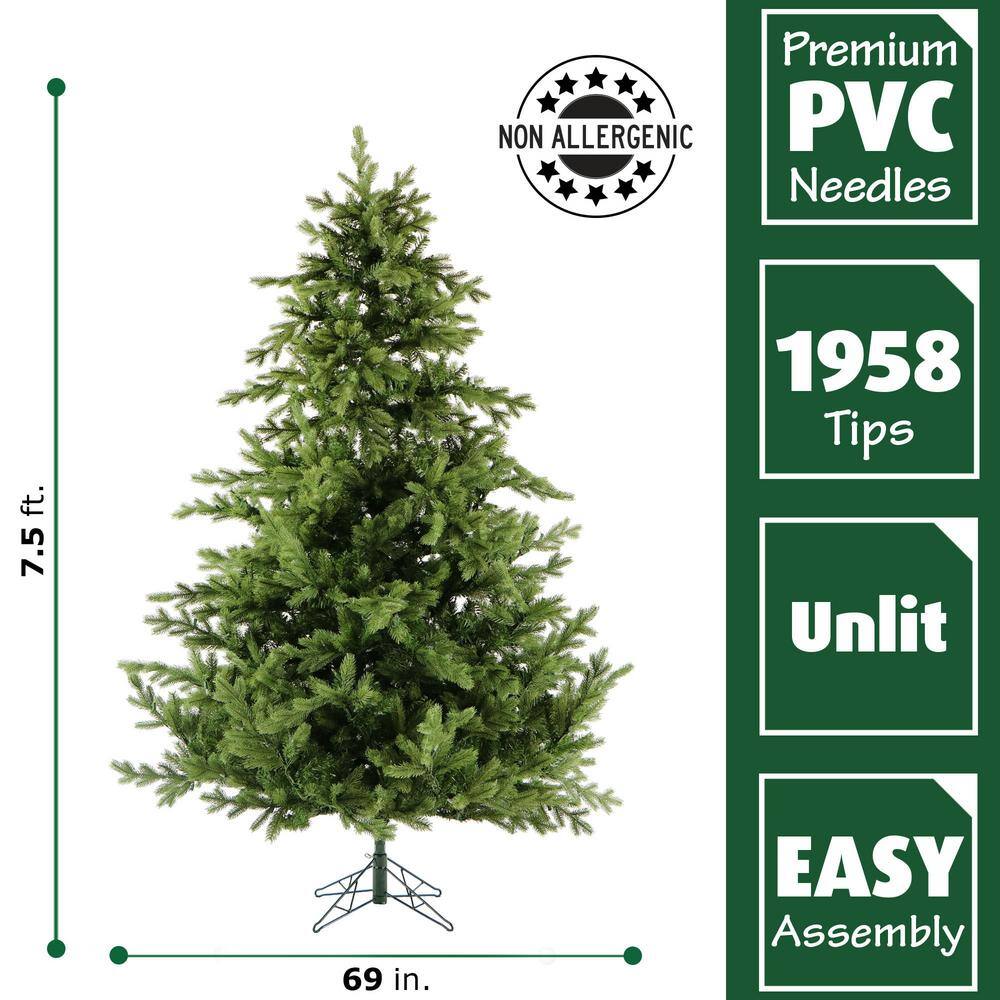 7.5-Foot Green Pine Artificial Christmas Tree with Hinged Branches