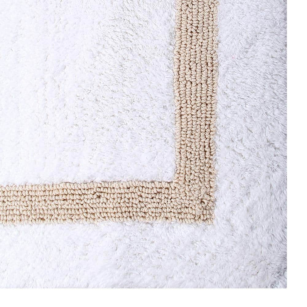 White and Sand Cotton Tufted Reversible Bath Rug Set