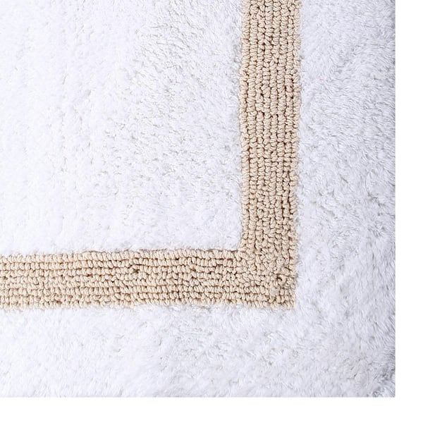 Better Trends Hotel Collection Bath Rug 24-in x 40-in White/Sand Cotton Bath  Rug in the Bathroom Rugs & Mats department at