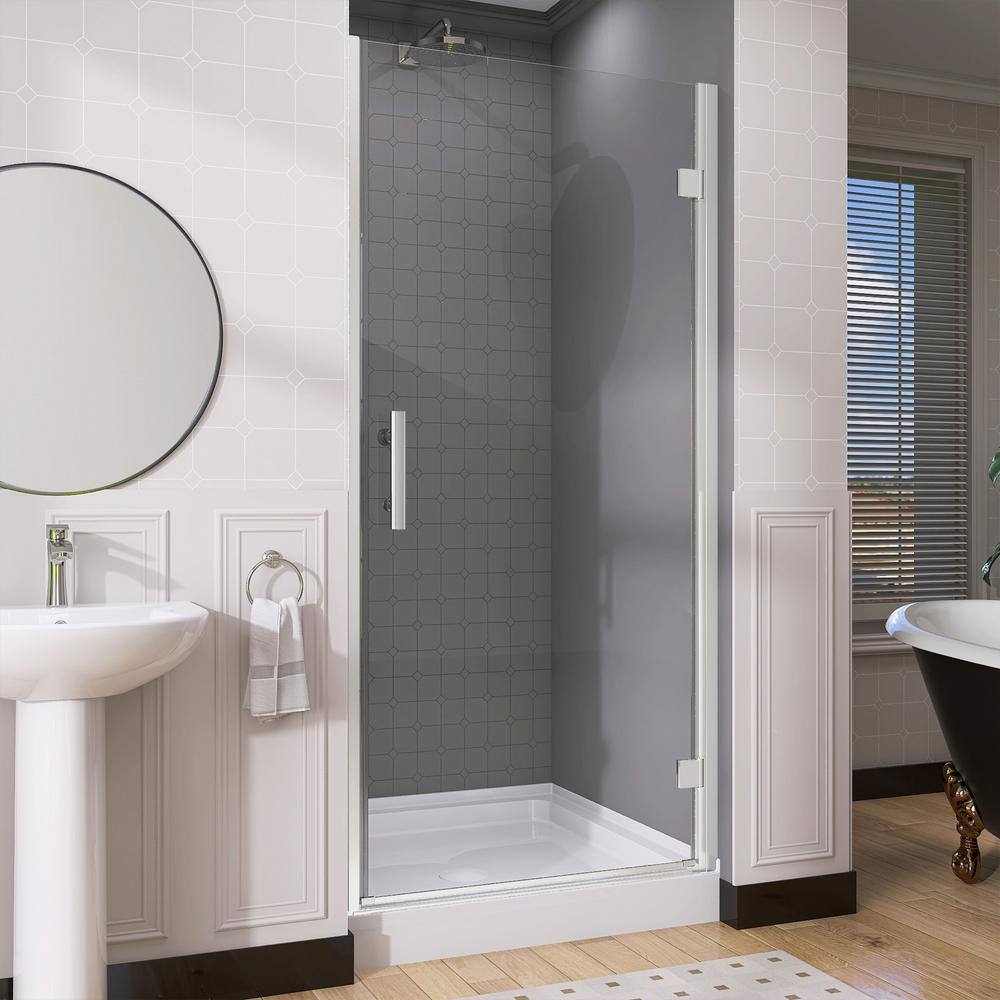 Matte Black Frameless Glass Pivot Shower Door, 36-37.25" W x 72" H