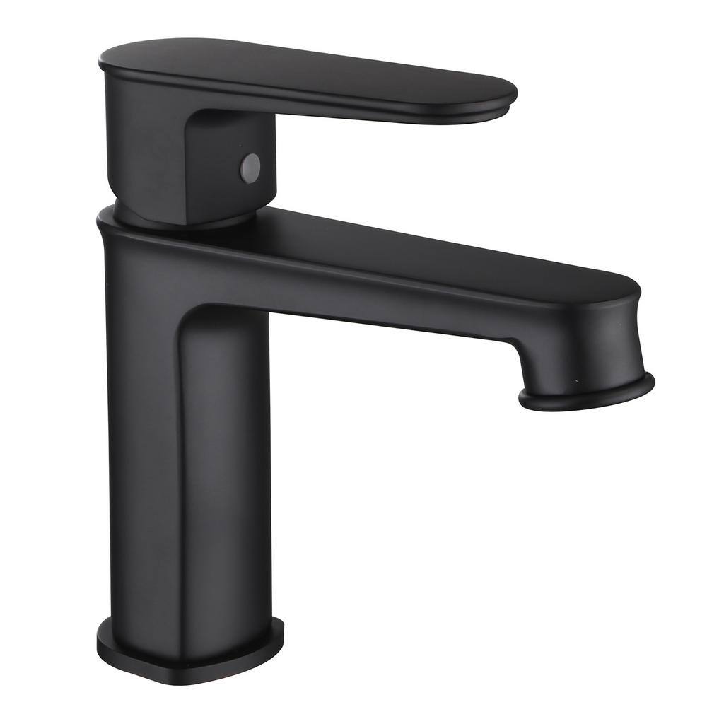 WELLFOR Single Handle Single Hole Bathroom Faucet in Matte Black-WB ...