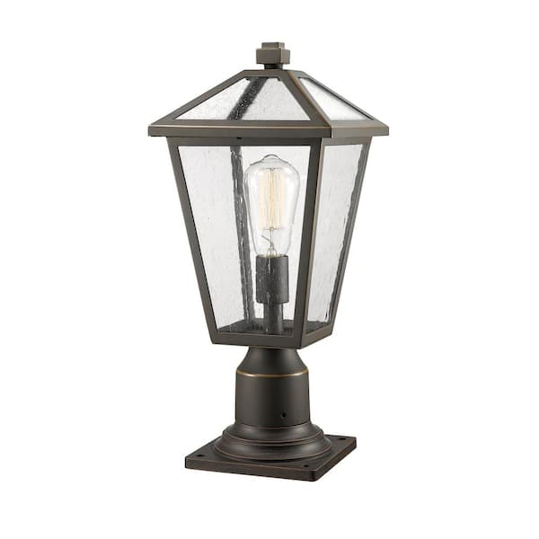 Unbranded Talbot 18 .5 in. 1-Light Bronze Metal Hardwired Outdoor Weather Resistant Pier Mount Light with No Bulb in.cluded