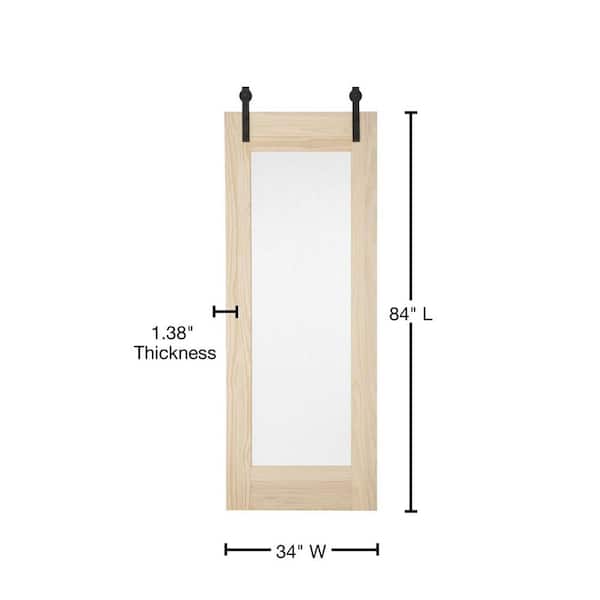 34 in. x 84 in. Timber Hill Rain Glass and Unfinished Pine Wood Sliding Barn Door Slab with Hardware Kit 34 in. x 84 in. Timber Hill Rain Glass and Unfinished Pine Wood Sliding Barn Door Slab with Hardware Kit