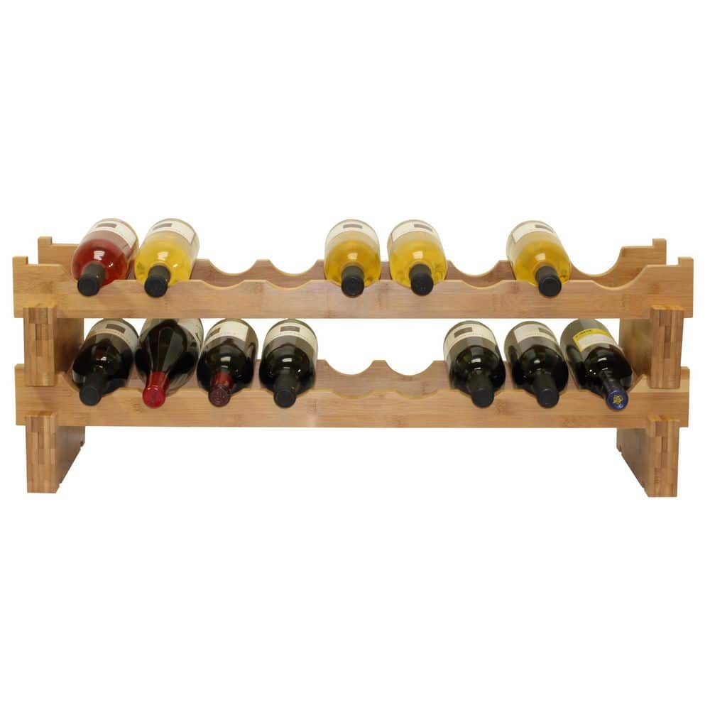 Oceanstar Medium Wood 18-Bottle Stackable Bamboo Wine Rack