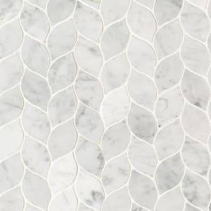Carrara White Blanco 11.62 in. x 13.38 in. Honed Marble Floor and Wall Tile (10.8 sq. ft./Case)