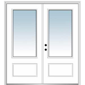 72 in. x 80 in. 1 Panel Right-Hand/Inswing 3/4 Lite Clear Glass Primed Fiberglass Smooth Prehung Front Door
