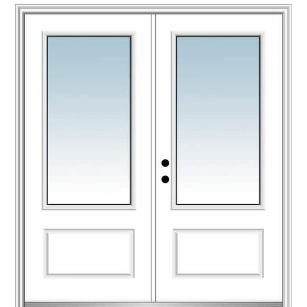 MMI Door 72 in. x 80 in. 1 Panel Right-Hand/Inswing 3/4 Lite Clear Glass Primed Fiberglass Smooth Prehung Front Door