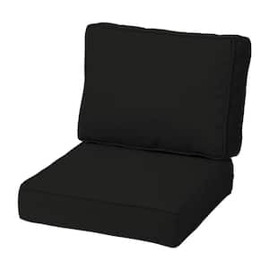 Modern Acrylic Outdoor Deep Seating Cushion Set 24 x 24, Onyx Black