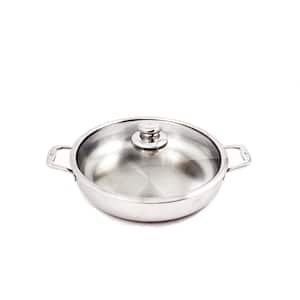 Stainless Steel 12.5 in. (5.8 Qt) Chefpan Premium Clad Induction Chefpan, Includes Lid