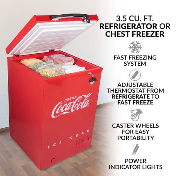 Coca-Cola CKRFCF35CR 3.5 Cu.Ft. Refrigerator & Chest Freezer, Red 