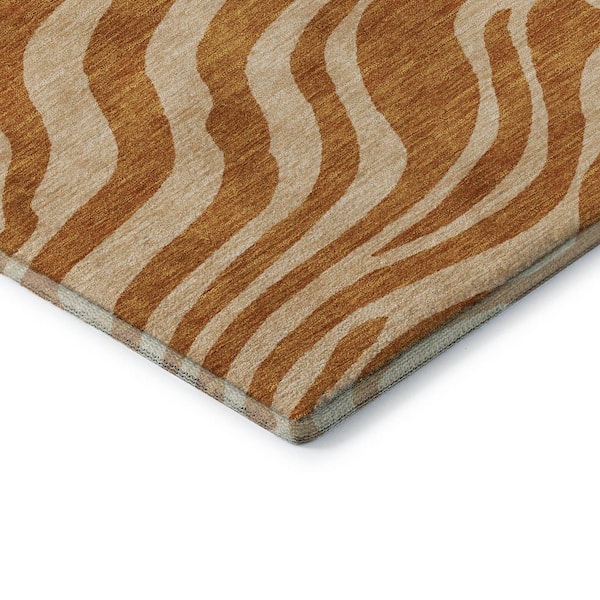 Mayfield Premium Machine Washable Abstract AMF1042 Paprika 8 ft. x 10 ft. Area Rug