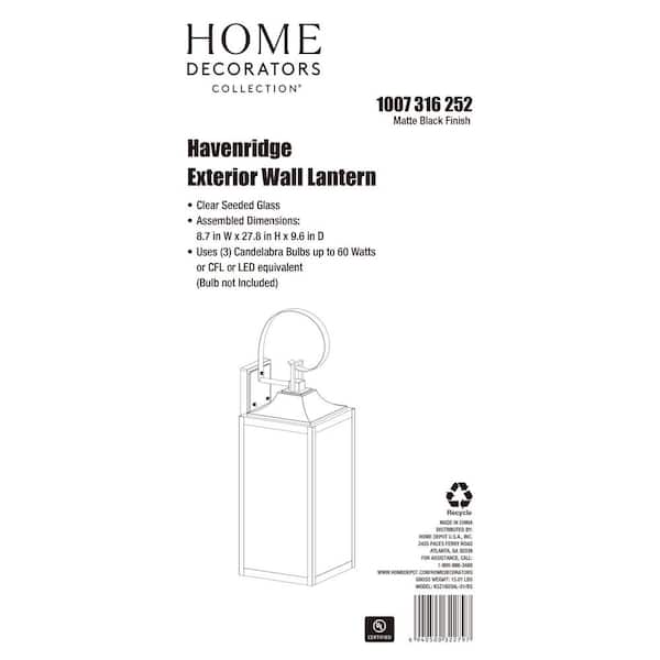 Home Decorators Collection Havenridge 27.8 in. 3-Light Matte