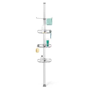 Zenith Satin Nickel Steel 4-Shelf Tension Pole Freestanding Shower Caddy  10.75-in x 8.5-in at