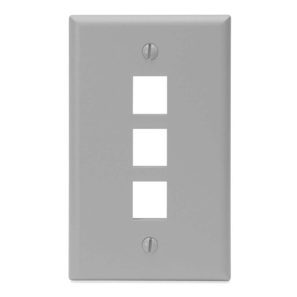 Gray High-Impact Plastic Single-Gang 3-Port Wall Plate