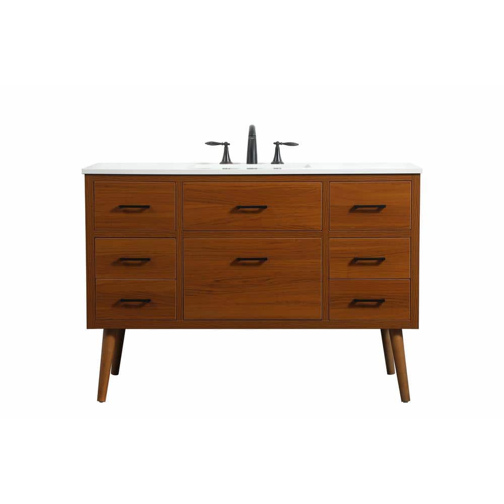 Simply Living 48 in. W x 22 in. D x 33.5 in. H Bath Vanity in Teak with Ivo