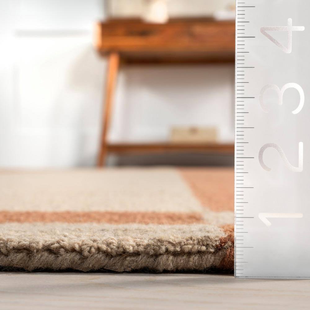 Rust and Beige Wool Flat Woven 8' x 10' Area Rug