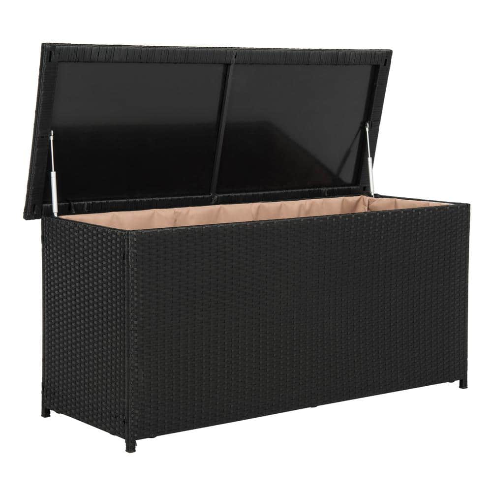 Cosima 53 Inch Black PE Rattan Outdoor Storage Box