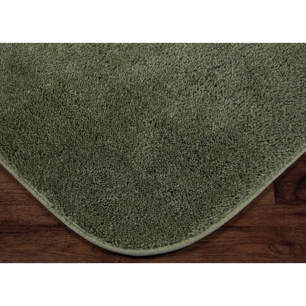 Traditional Deep Fern 21 in. x 34 in. Washable Bathroom 3 Piece Rug Set