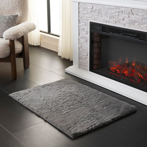 Faux Sheep Skin 3 ft. x 5 ft. Gray Flokati Solid Area Rug