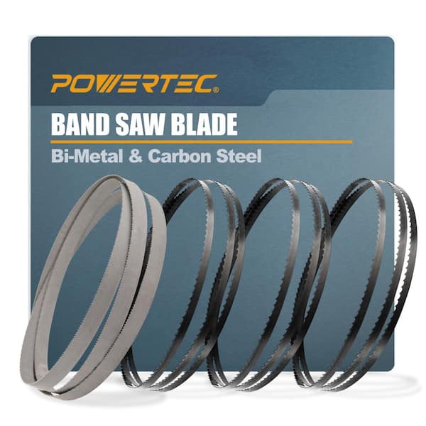 ‎POWERTEC 62 in. Bi-Metal and Carbon Steel Band Saw Blades Assortment for WEN 3939T Ryobi Grizzly Craftsman 9 in. Bandsaw (4-Pack)