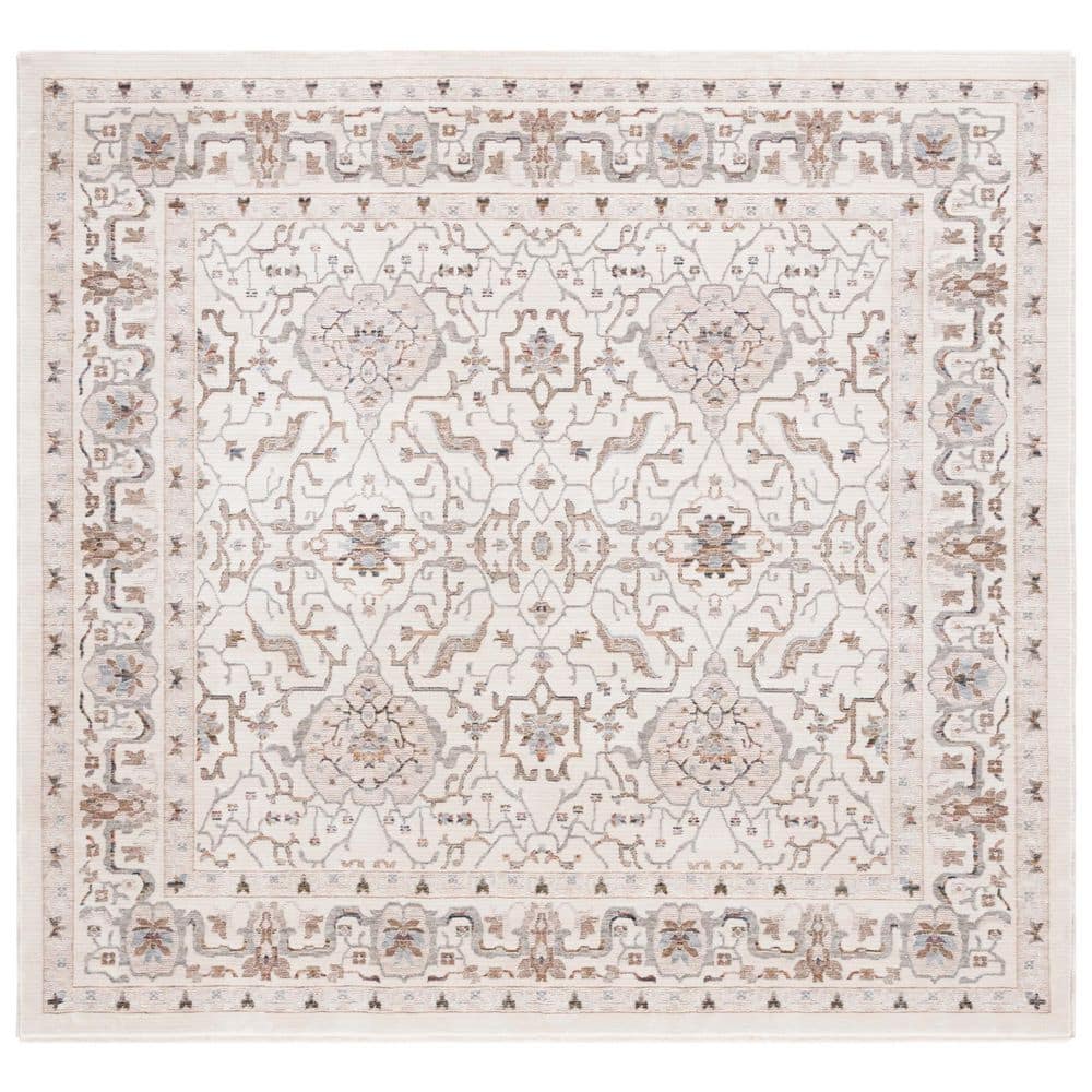 Harlow Rust Rug SAFAVIEH Harlow 6 ft. x 6 ft. Ivory Gray/Rust Border Ornate Square Area ...