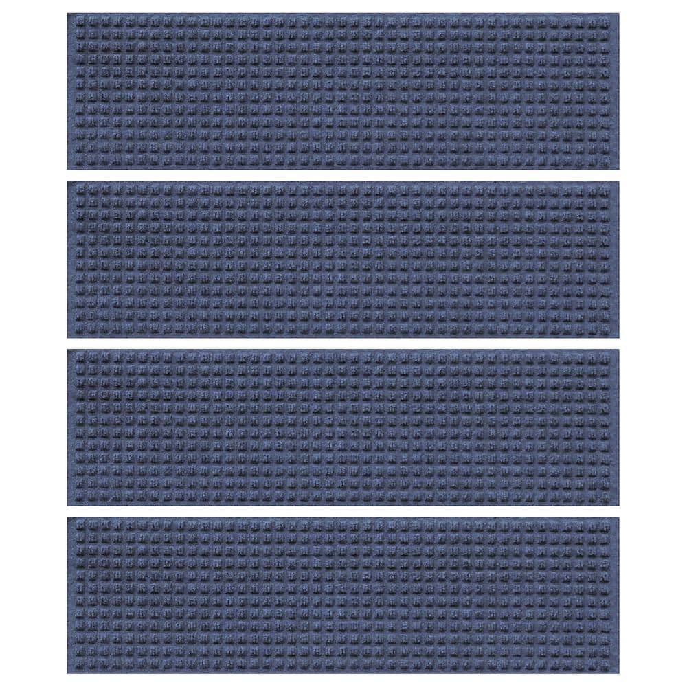 Navy Rubber-Backed Indoor Outdoor Stair Treads, 8.5 x 30 inches