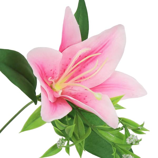Lilium♡ LIVING LUXURY 13 in. Pink Artificial Stargazer Lily Flower