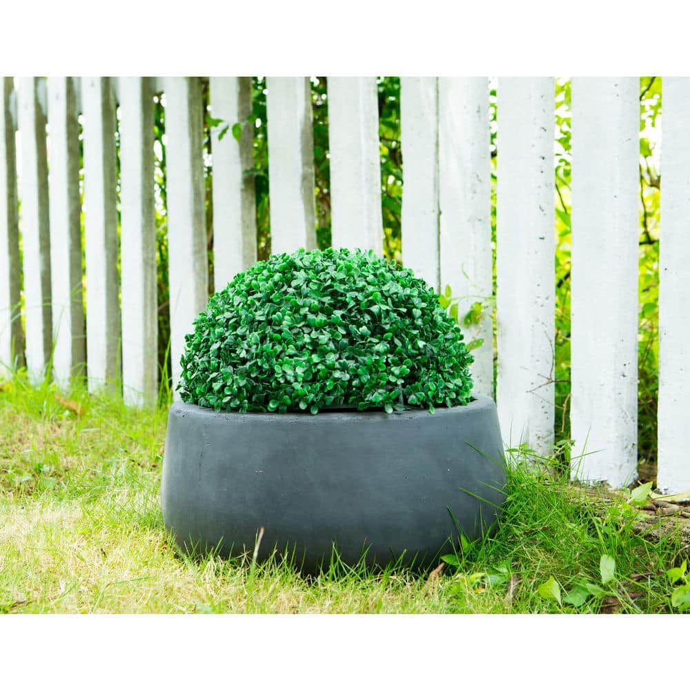Charcoal Round Concrete Planter with Smooth Finish, 19"