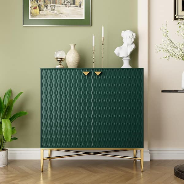 Boyel Living 32.8 in. H 2 Door Green Locker Accent Storage Cabinet with X-Shaped Hardware Stand