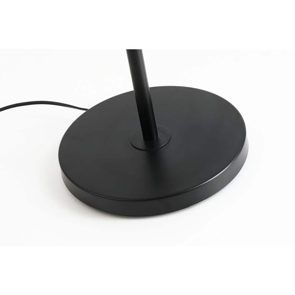 Nakuv 17'' Black Metal and Rattan Floor Lamp with USB Port